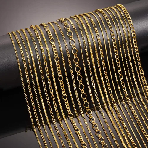 Miniatura 3 de Blulu - 24 piezas de collar de cadena chapado en plata u oro para suministros de fabricación de joyas y manualidades, 20 pulg., Plata Dorado