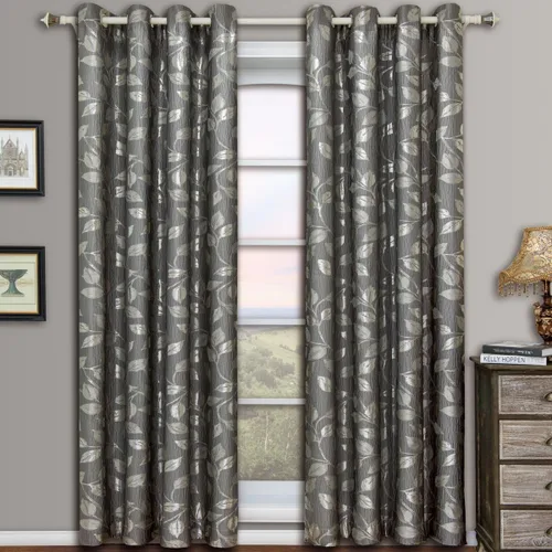 Miniatura 6 de Royal Hotel Bedding Charlotte - Paneles de cortina jacquard con ojales color moca, 2 paneles, 52 x 63 pulgadas cada uno