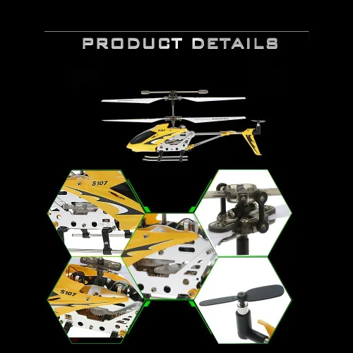 Miniatura 4 de GoolRC Helicóptero de control remoto, helicópteros RC S107/S107G, mini helicóptero de 3 canales con giroscopio para principiantes (amarillo)