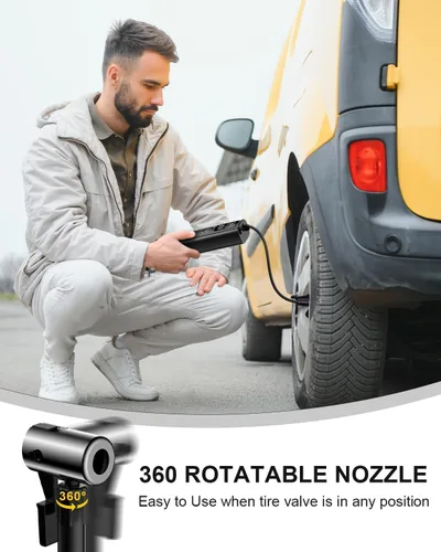 Miniatura 6 de Inflador de neumáticos portátil para neumáticos de automóvil, compresor de aire inalámbrico de 150 PSI con medidor de presión digital, apagado