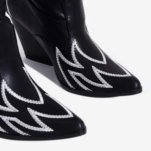 Miniatura 4 de Cape Robbin - Botas vaqueras para mujer Kelsey-21 botas vaqueras occidentales sobre la rodilla con tacones gruesos en bloque botas de vestir de moda