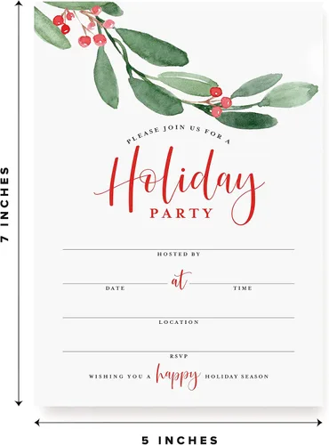 Miniatura 5 de Bliss Collections Invitaciones para fiestas navideñas con sobres, 25 invitaciones de temporada festiva de 5x7 para rellenar con 25 sobres