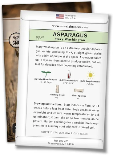 Miniatura 7 de Sow Right Seeds - Semilla de espárragos Mary Washington para plantar - Paquete de reliquia sin OMG con instrucciones para plantar un huerto