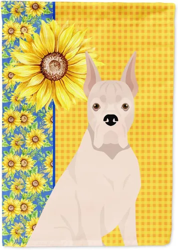 Miniatura 393 de Caroline's Treasures WDK5331CHF - Bandera de verano con diseño de girasoles rojos y blancos, manga grande, para porche, para colgar en la pared