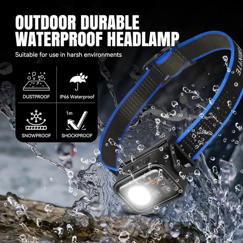 Miniatura 6 de Brinyte HC01 - Linterna frontal recargable de 1000 lúmenes USB-C de doble potencia LED con luz roja AAA de respaldo, luz ligera para casco duro