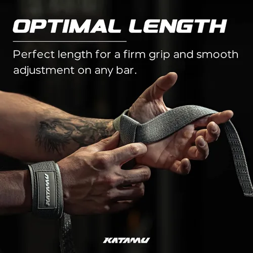 Miniatura 4 de Katamu Premium Weightlifting Straps — Heavy Duty Cotton Lifting Straps with Neoprene Padding for Deadlifts, Powerlifting and Strength Training, Men
