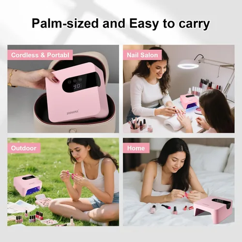 Miniatura 6 de JODSONE Lámpara de uñas U V recargable portátil con 3 temporizadores y pantalla LCD para secadora de uñas inalámbrica Gel Rosa