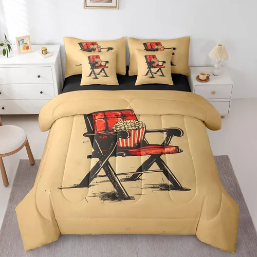 Miniatura 12 de Piano Music 7pcs Comforter King,Musical Notes Bedding Set Kids Girls Boys Teens Room Decor,Retro Graffiti Grey Gold Music Lover Bed in a Multi 11