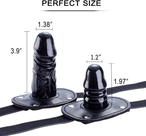 Miniatura 4 de YiFeng Consolador con cerradura Pene Boca Mordaza con bloqueo Bondage Correa de cuero en BDSM Juguete sexual para adultos (Largo)