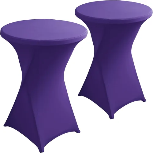 Miniatura 13 de Paquete de 2 Fundas para Mesa de Cóctel de Spandex Champán de 32x43 Pulgadas, Mantel de Cóctel Redondo Elástico, Funda de Mesa Highboy Ajustada