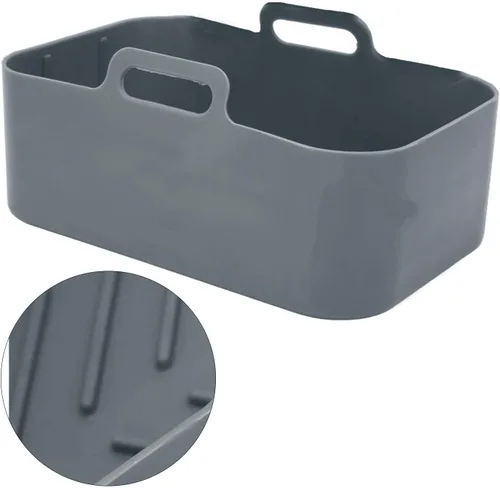Miniatura 9 de Olla de silicona para freidora de aire, olla de silicona antiadherente reutilizable, cesta de repuesto para DZ201 8QT (gris)