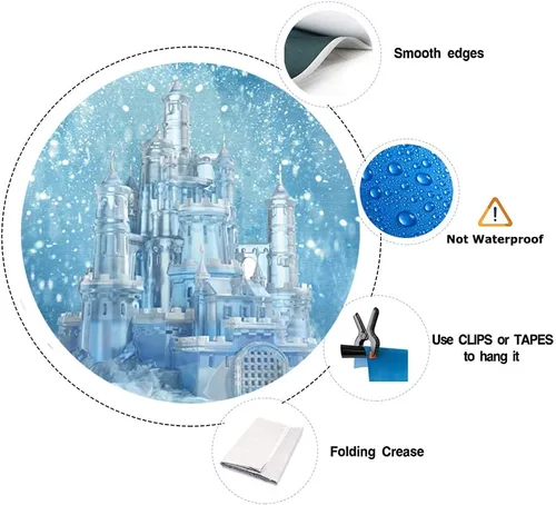 Miniatura 5 de Yeele Fondo de fotos de castillo de hielo, 5 x 7 pies, diseño de castillo azul, fondo de fotografía de castillo azul, para fiesta de cumpleaños