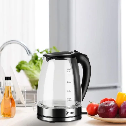 Miniatura 8 de Hervidor eléctrico saludable de 1.8 L, hervidor de té de vidrio de borosilicato de 1200 W con material de grado alimenticio, apagado automático