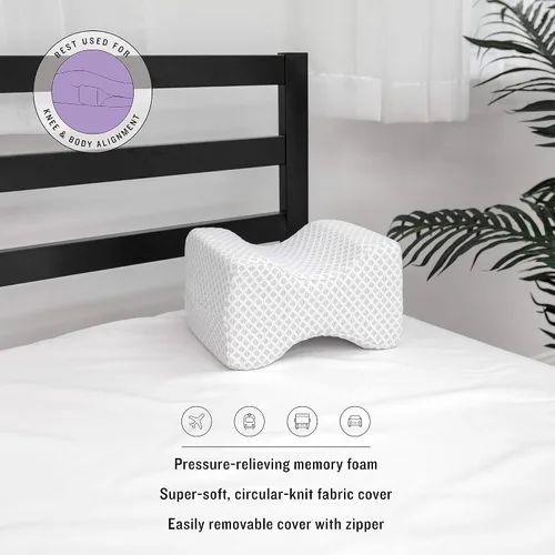 Miniatura 4 de SensorPEDIC Almohada de apoyo de rodilla de espuma viscoelástica, talla única, color blanco