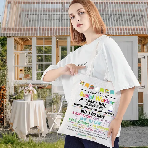 Miniatura 2 de LEVLO Trabajador Social Lona Tote Bag Apreciación Regalo Para Trabajadores Sociales Empleado Voluntario Bolsa de Compras