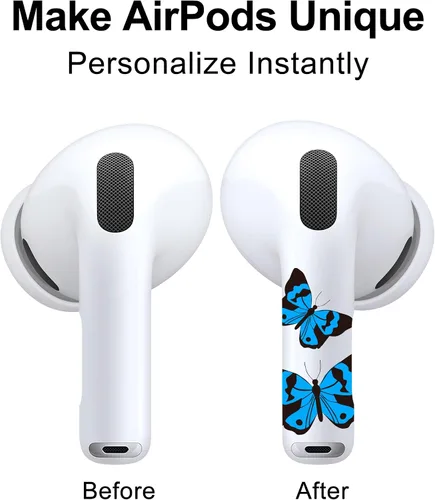 Miniatura 2 de RockMax Funda para AirPods 4, bonita calcomanía para AirPods 4ª generación, compatible con funda de mariposa AirPod 2024, envoltura de tatuaje