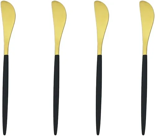 Juego de cubiertos en oro negro de acero inoxidable 18/10, con mango negro mate, incluye tenedores, cucharas y cuchillos (10 piezas), platería para