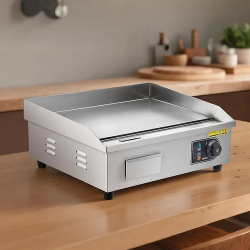 Miniatura 8 de VEVOR Plancha eléctrica comercial, 21 x 11.8 pulgadas, 1750 W, control de temperatura ajustable de 122-570 °F, parrilla superior plana de acero