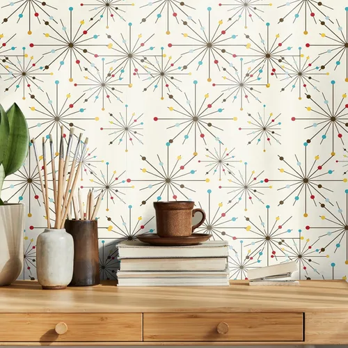 MotiMind Papel Tapiz de Mediados del Siglo 15.75" x 118" Papel Tapiz Moderno de Mediados del Siglo Autoadhesivo y Extraíble Decoraciones de Pared