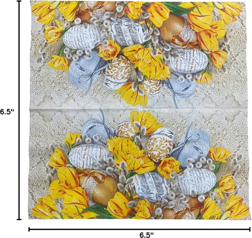 Miniatura 6 de Servilletas de papel de Pascua de 13 x 13 pulgadas, 20 unidades, servilletas de cóctel de cereza impresas de 3 capas para fiestas, servilletas