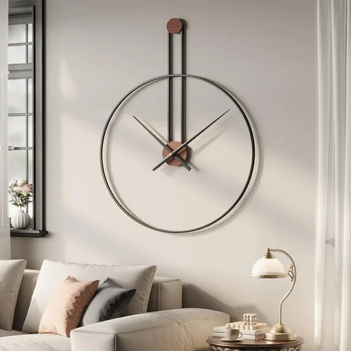 Miniatura 65 de Reloj de pared negro de 16 pulgadas decorativo, moderno reloj de metal para sala de estar, funciona con pilas, silencioso, sin tictac, números