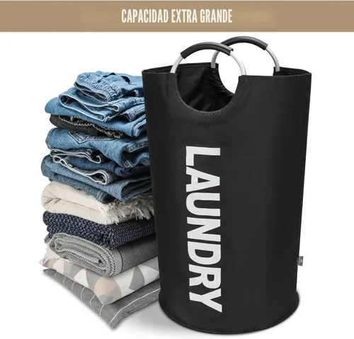 Miniatura 5 de DOKEHOM - Canasta de lavandería grande de 90 litros, bolsa de lavandería plegable, canasta de ropa alta y autónoma, contenedor de lavado plegable
