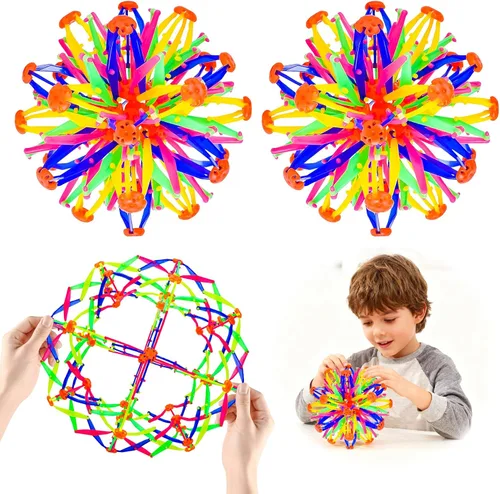 2 piezas de juguete de bola de respiración expandible de esfera colorida – Bola antiestrés para aliviar la ansiedad, juguete sensorial y Fidget