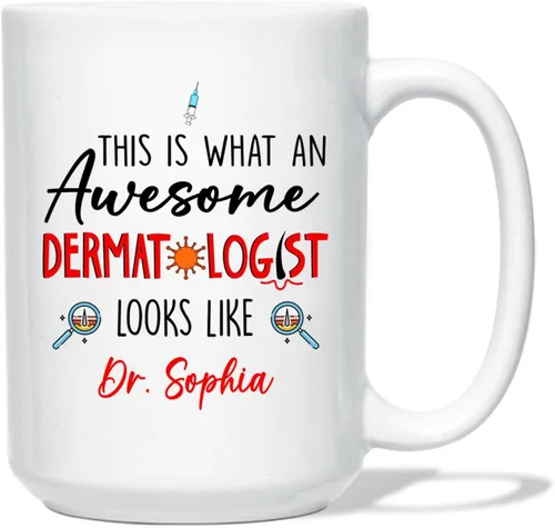 Taza de té de cerámica personalizada para dermatólogos de 11 a 15 onzas, taza de café con texto en inglés «This Is What An Awesome Dermatologist