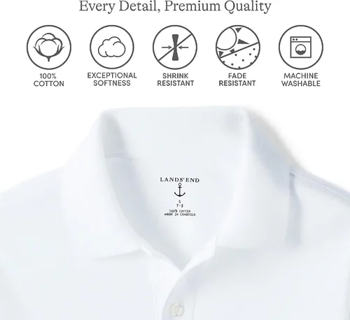 Miniatura 2 de Lands' End Camisa polo entrelazada de manga corta para uniforme escolar para niños