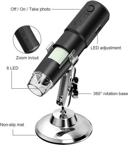 Miniatura 3 de Microscopio portátil, USB 50X a 1000X Microscopio electrónico Microscopio Digital, Lupa de microscopio giratorio de 360 grados, Microscopio