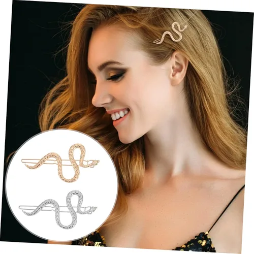 Miniatura 9 de Pinzas para el pelo de serpiente, 4 piezas, horquilla de serpiente, clips de boda, joyería de metal dorado, patrón geométrico, pasadores, aleación