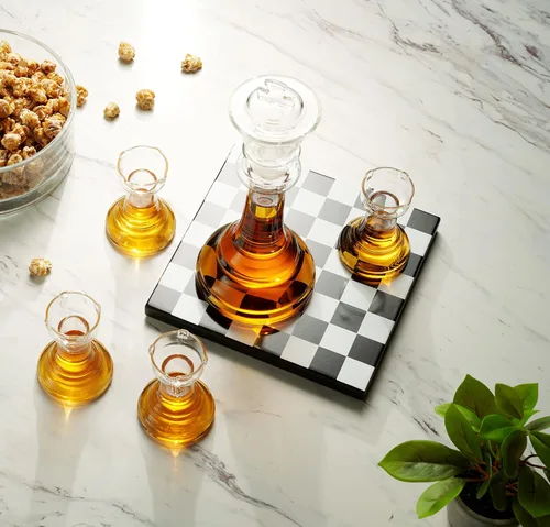 Miniatura 2 de Godinger Juego de decantador de whisky y vasos de whisky, juego de decantador de ajedrez, decantador de licor King, juegos de regalo de whisky