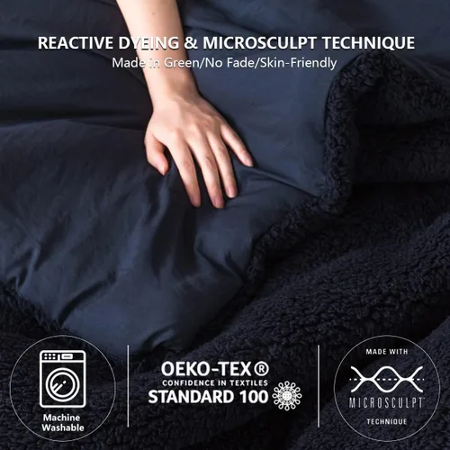 Miniatura 5 de COTTEBED Juego de edredón Queen tamaño con forro de sherpa, juego de edredón de cama con forro de sherpa, ropa de cama esponjosa, edredón lavable
