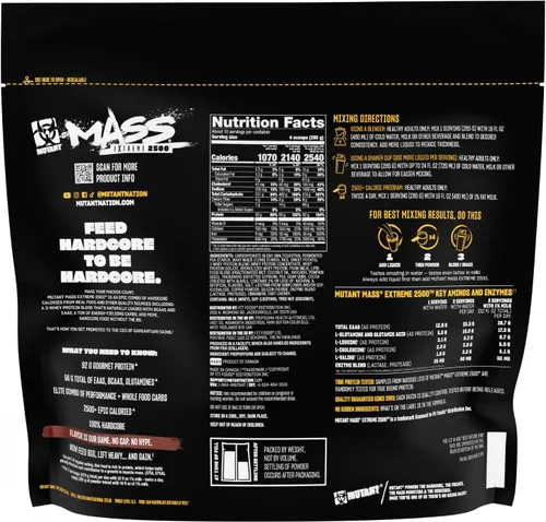 Miniatura 8 de Mutant Mass Extreme Gainer - Proteína de suero en polvo - Construye tamaño muscular y fuerza - Calorías limpias de alta densidad