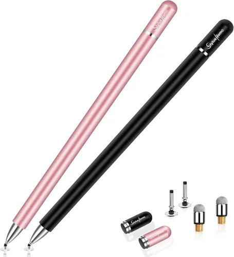 Miniatura 9 de Lápiz óptico para pantalla táctil, paquete de 2 lápices capacitivos de disco magnético de alta sensibilidad y precisión para Negro/Blanco