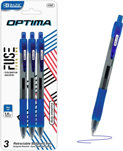 Miniatura 11 de BAZIC - Bolígrafo retráctil de tinta de gel de aceite Optima de 5 colores Colores brillantes (5 unidades)