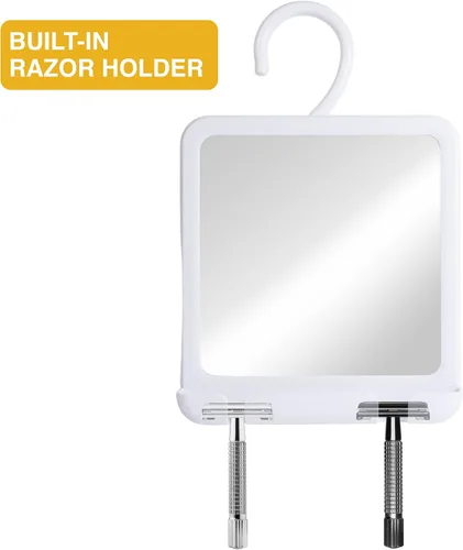 Miniatura 8 de MIRRORVANA Espejo de ducha doble antivaho para afeitarse, diseño sin niebla inastillable con gancho para colgar, cámara de llenado y depósito