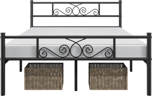 Miniatura 7 de Topeakmart Base de cama de metal clásico negro de 13 pulgadas con cabecero, base de colchón, cama de plataforma, base de cama con listones