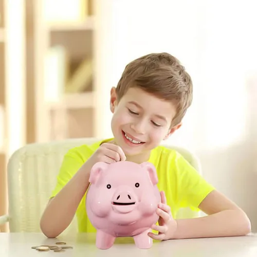 Miniatura 7 de Alcancía de Cerámica en Forma de Cerdo para Adultos, Debe Romperse para Abrir, Banco de Monedas para Niñas y Niños, Caja de Dinero en Efectivo