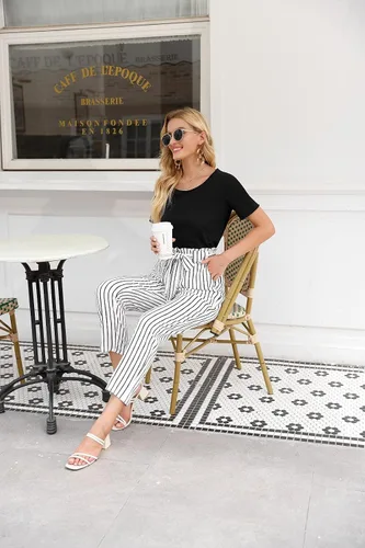 Miniatura 2 de GRACE KARIN Pantalones casuales de cintura alta con volantes para mujer