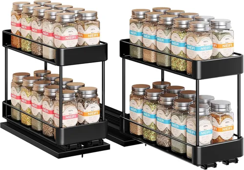 Miniatura 10 de Nieifi Organizador de especias para gabinete, estante vertical para especias, fácil de instalar, metal, 4.5 pulgadas de ancho x 10.35 pulgadas