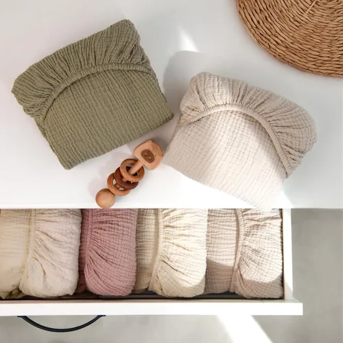 Miniatura 32 de lulumoon Sábanas de muselina para moisés para bebé: sábanas ajustables suaves para moisés de cabecera para niños y niñas Oliva y Crema