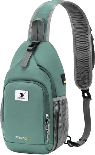 Miniatura 12 de SKYSPER - Mochila de bandolera con bloqueo RFID, mochila de hombro cruzada, para senderismo y viajes, para mujeres y hombres (cian)