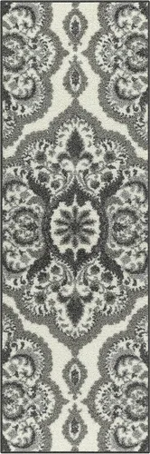 Miniatura 60 de Maples Rugs - Alfombra antideslizante Vivian, para pasillo o entrada, patrón de medallones [fabricada en Estados Unidos], 2 x 6 pies, color gris