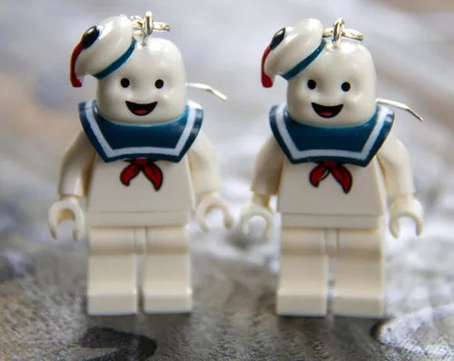 Miniatura 4 de Stay Puft Marshmellow Man Earrings STERLING SILVER Hooks compatible with Ghostbusters Stay Puffed Mr. Stay-Puft Marshmallow