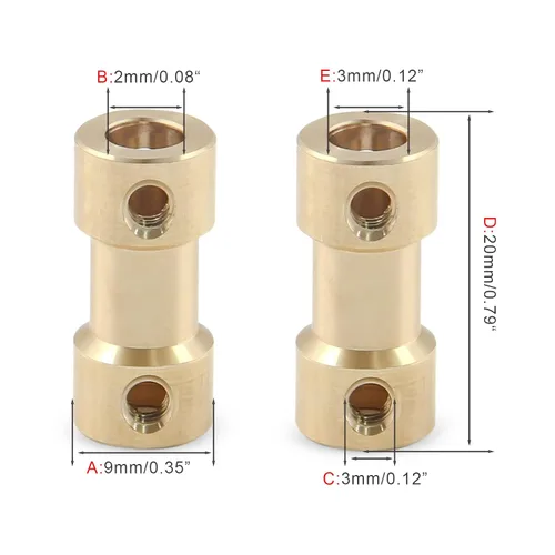 Miniatura 3 de Acopladores de eje flexible de 0.079-0.118 in de transmisión de motor de latón para avión RC, barco, robot con tornillos