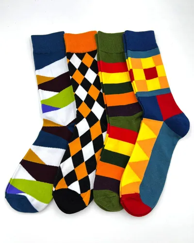 Miniatura 5 de Calcetines de vestir divertidos para hombre, calcetines coloridos y divertidos, calcetines con patrón novedoso loco, calcetines de cuello redondo