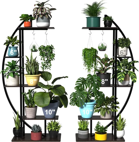 GDLF Soporte alto para plantas, estante grande para plantas de interior, 71 pulgadas, estante de metal con gancho para colgar, diseño más alto