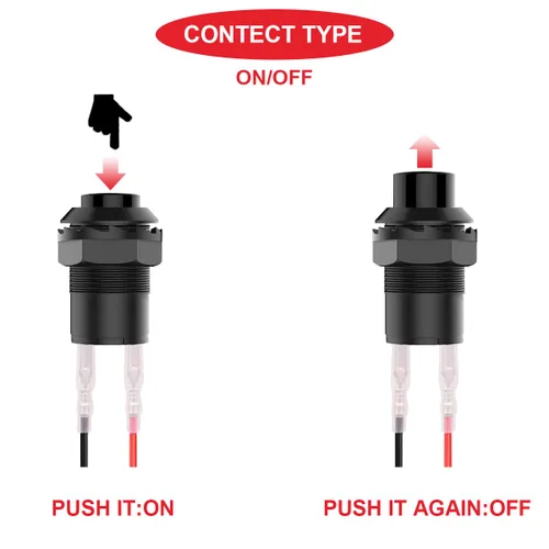 Miniatura 5 de 12 piezas de interruptor de botón de presión mini redondo negro de 12 mm con bloqueo automático AC 250 V 1.5 A 125 V 3 A encendido/apagado 2 pines