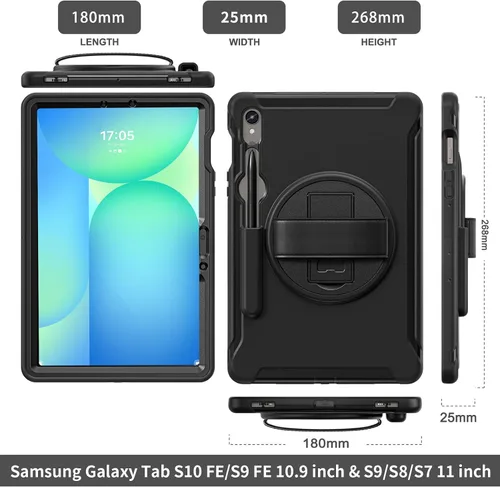 Miniatura 3 de Junfire Funda protectora para Galaxy Tab S10 Lite/S10 FE/S9 FE 5G/S9 con soporte para lápiz capacitivo, Samsung Tab 10.9"/ 11" a prueba de golpes
